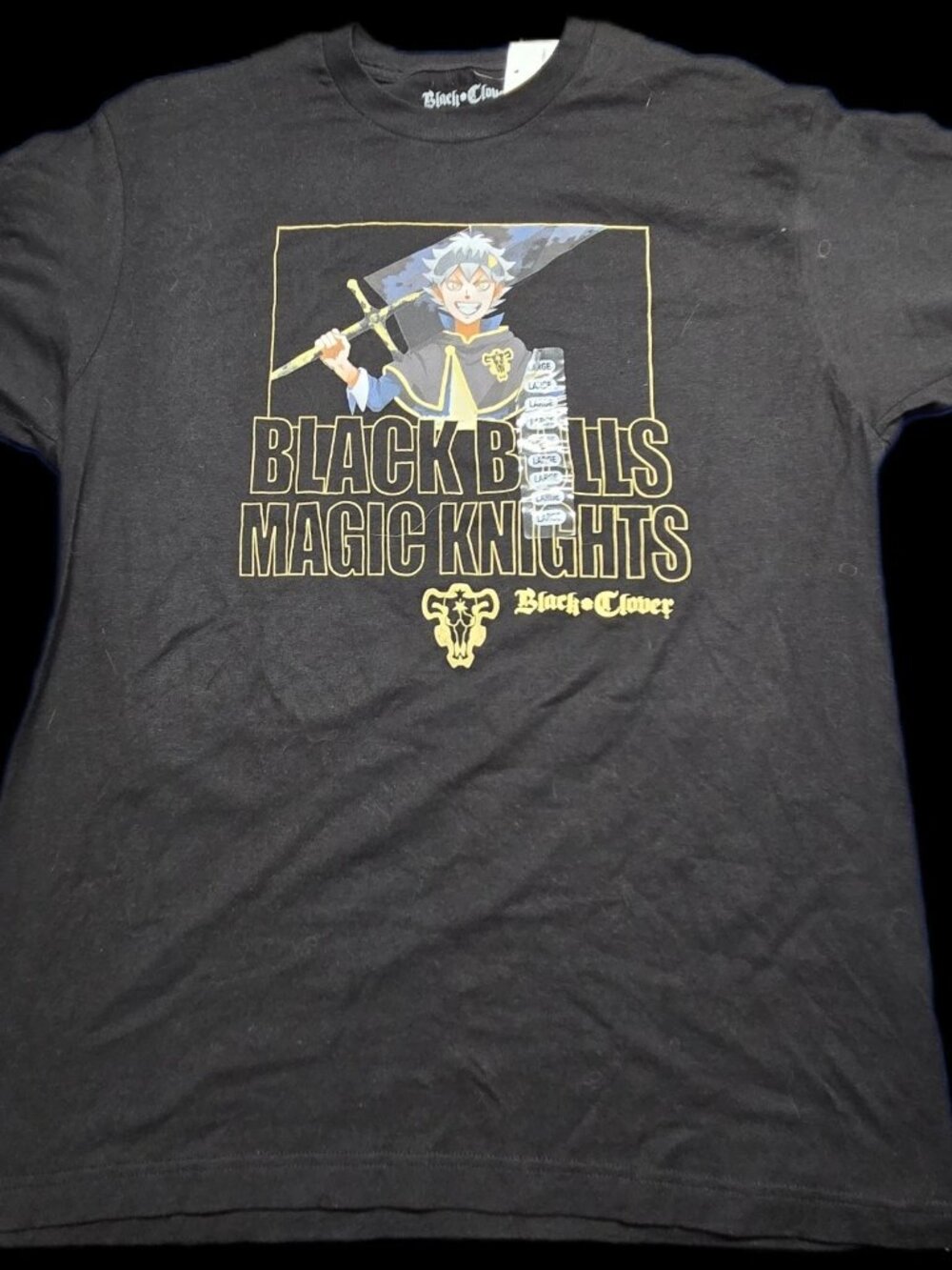 Black Clover Asta Black Bulls Magic Knights Anime Graphic T Shirt L XXL NWT